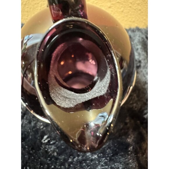 Vintage Farber Bros. Krome Amethyst Glass Round Pitcher Mid Century - Picture 5 of 9